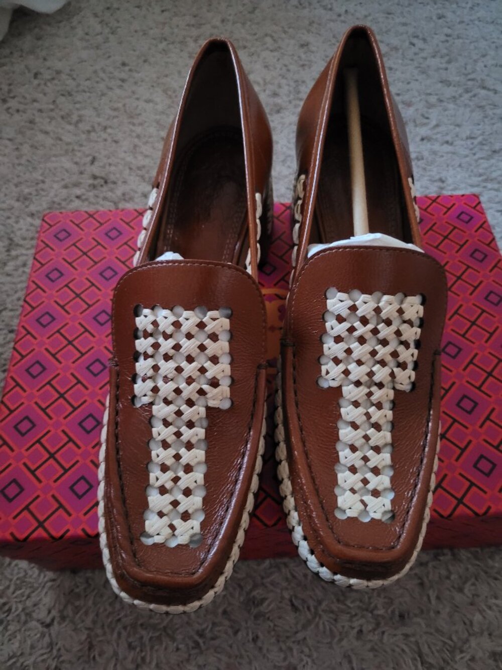 NIB Tory Burch Woven Raffia 55M< Loafer 9